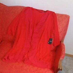 Nwt Torrid Vibrant Red Women's Lace Cardigan Super Soft Jersey Size 2